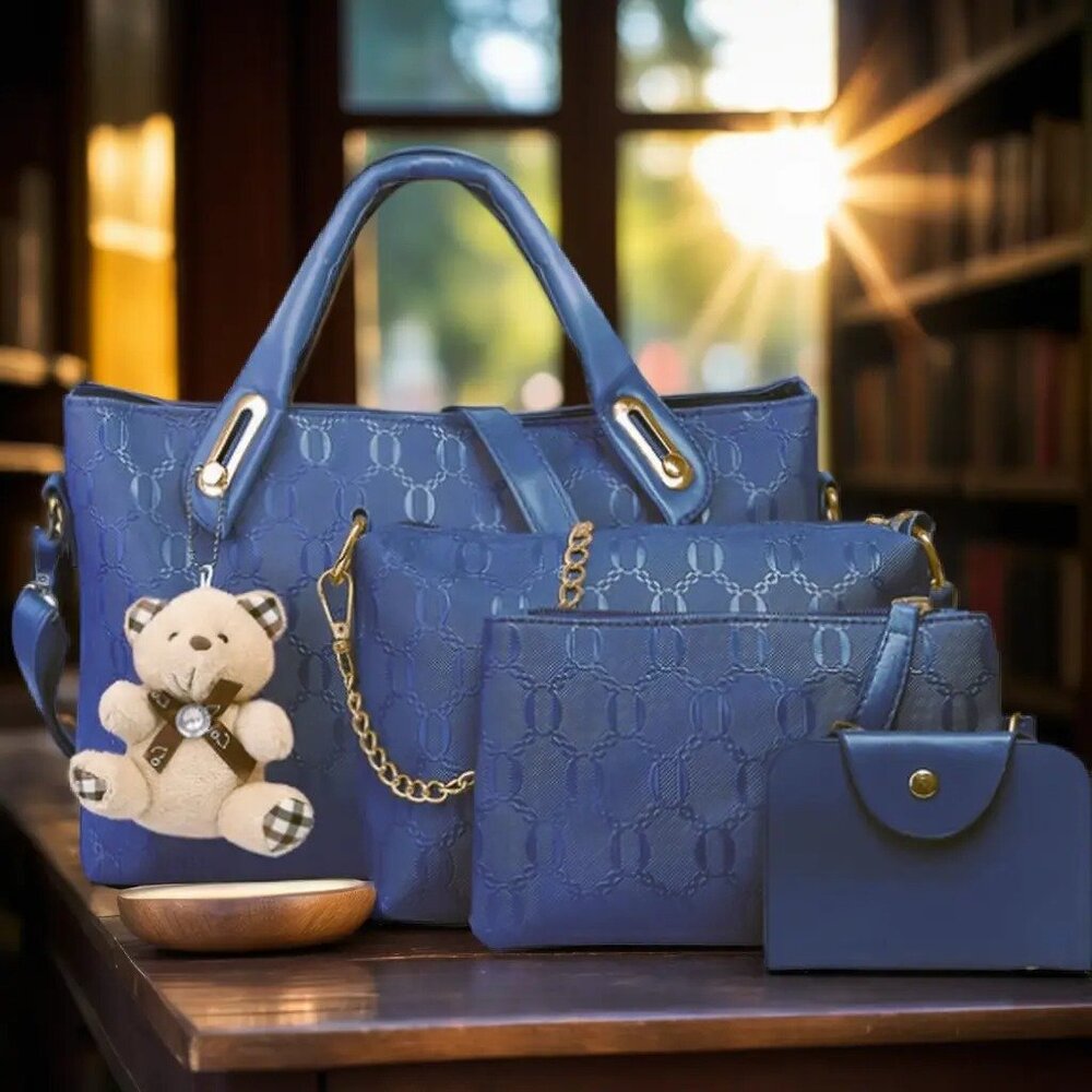 5pc | Blue | Chain-Link Matching Purse Set